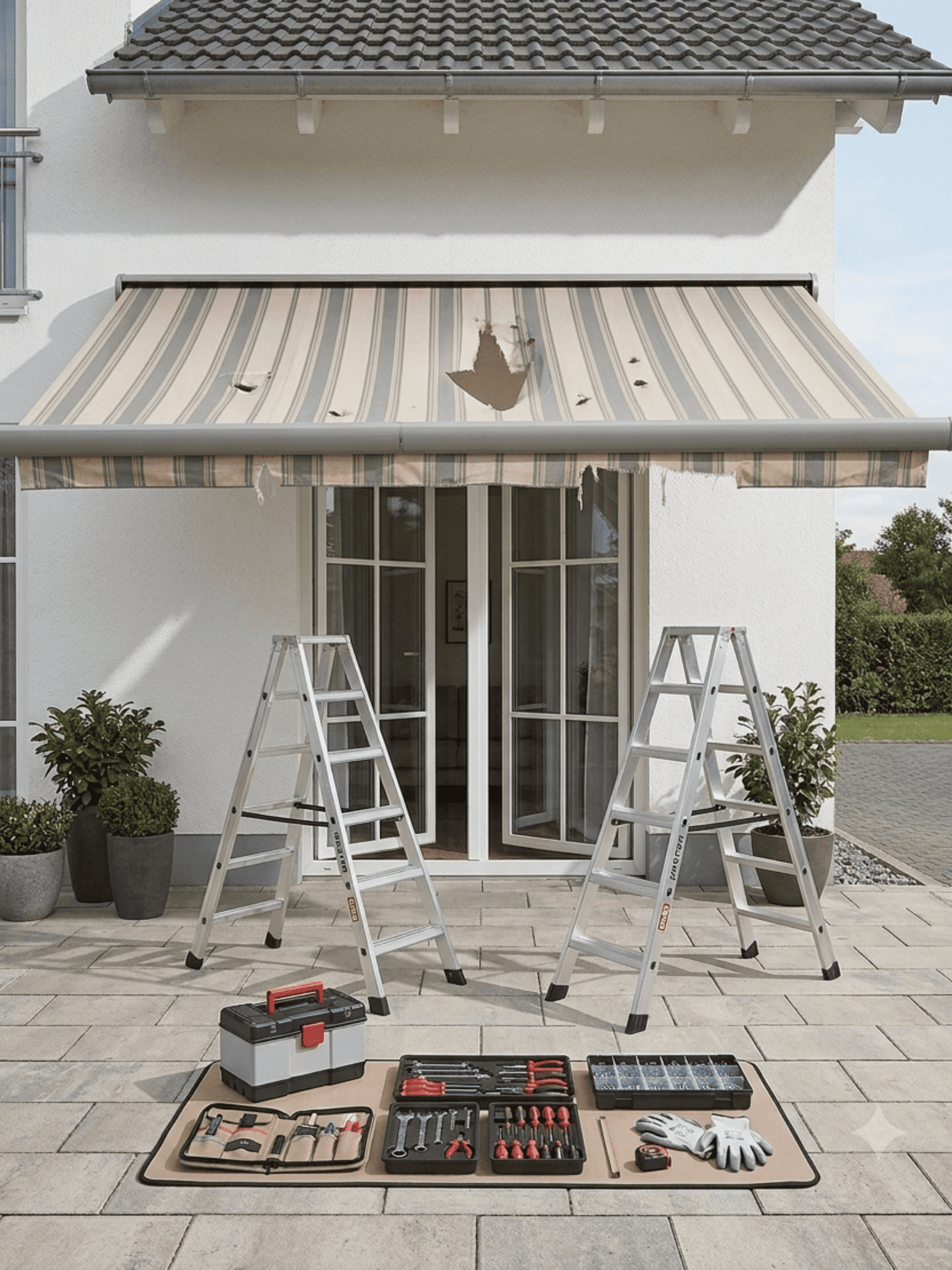 Markisen, Reparatur an einem Haus in Solingen und Umgebung